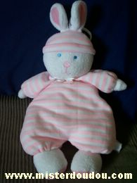 Doudou Lapin Luminou Rayé rose / blanc 