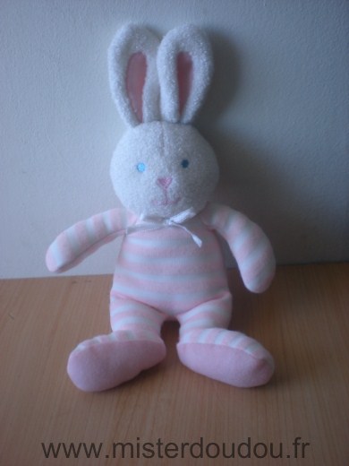 Doudou Lapin Luminou Rose blanc 