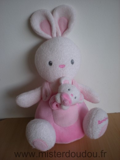 Doudou Lapin Luminou Salopette rose mini doudo mouchoir ours rose 