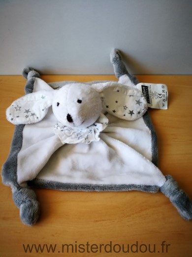 Doudou Lapin Maisons du monde Blanc gris etoiles 