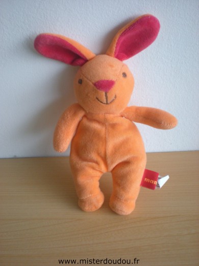 Doudou Lapin Marese Orange rouge 