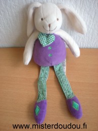 Doudou Lapin Marks et spencer Violet blanc vert 