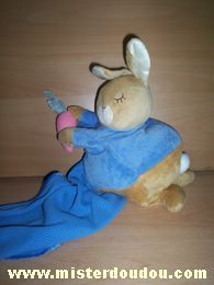 Doudou Lapin - Marque non connue - Beige bleu 