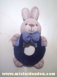 Doudou Lapin - Marque non connue - Beige bleu marine 