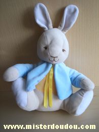 Doudou Lapin - Marque non connue - Beige jaune veste bleue 