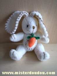 Doudou Lapin - Marque non connue - Blanc avec carotte orange 