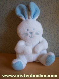 Doudou Lapin 0 Blanc bleu En tissus polaire