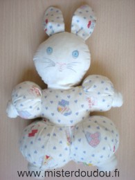 Doudou Lapin - Marque non connue - Blanc motifs coeurs chaussettes Tissus un peu bouloché