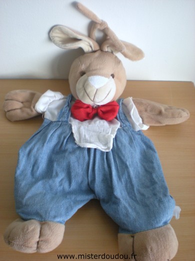 Doudou Lapin - marque non connue - Bleu blanc noeud rouge range pyjama 