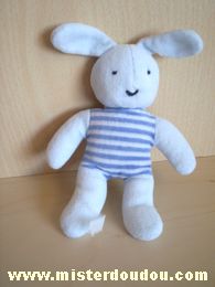 Doudou Lapin - Marque non connue - Bleu clair et rayé bleu blanc 