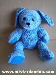 Doudou Lapin - Marque non connue - Bleu  deux dents blanches 