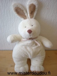 Doudou Lapin - Marque non connue - Ecri marron avec un tête d'ours brodée sur la poitrine 