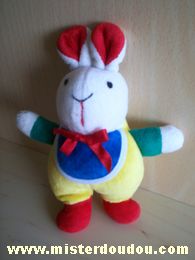 Doudou Lapin - marque non connue - Jaune bleu vert rouge blanc 