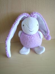 Doudou Lapin - Marque non connue - Mauve blanc 