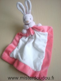 Doudou Lapin - Marque non connue - Rose mouchoir blanc rose en velour 