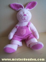 Doudou Lapin - Marque non connue - Rose salopette rose 