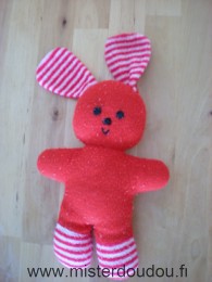 Doudou Lapin - Marque non connue - Rouge blanc tissus eponge Tissus bouloché