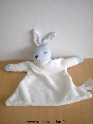 Doudou Lapin - Marque non connue - Tissus eponge blanc bleu 