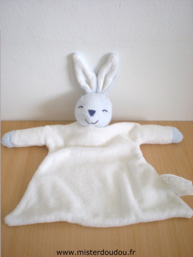 Doudou Lapin - Marque non connue - Tissus eponge blanc bleu 