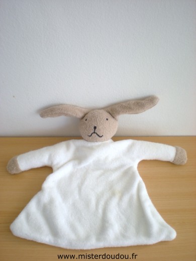 Doudou Lapin - Marque non connue - Tissus eponge blanc tête beige 