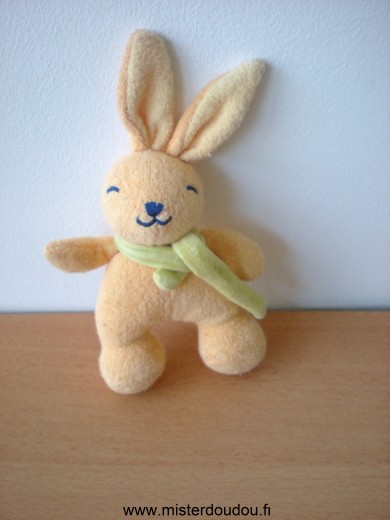 Doudou Lapin - Marque non connue - Tissus eponge orange echarpe verte 