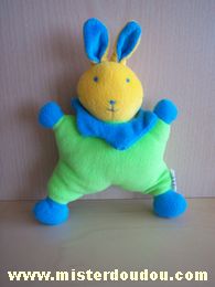 Doudou Lapin - Marque non connue - Vert bleu jaune 