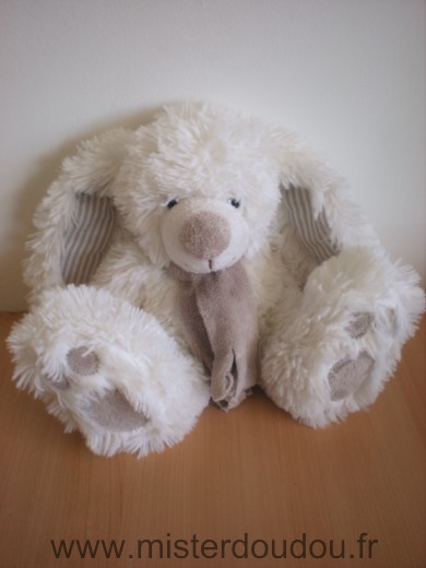 Doudou Lapin Maxita Blanc echarpe beige lapiboul 