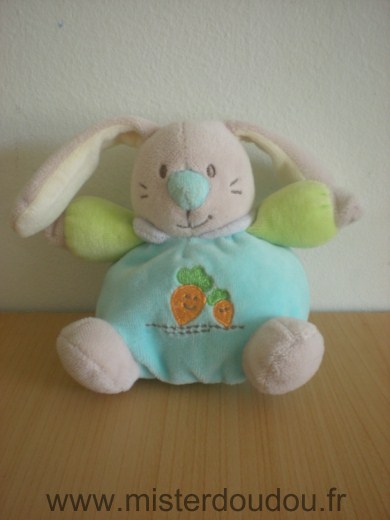 Doudou Lapin Maxita Bleu vert carotte 