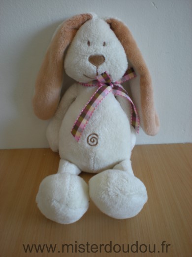 Doudou Lapin Maxita Ecru beige spiral ruban 