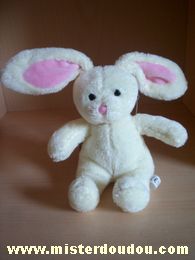 Doudou Lapin Maxita Ecru nez rose interrieur des oreilles rose 