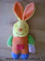 Doudou Lapin Maxita Jaune orange bleu vert 