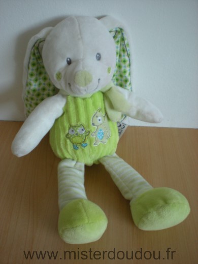 Doudou Lapin Mots d enfants Blanc vert 