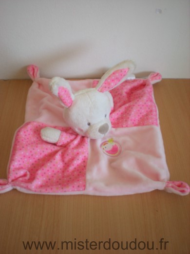 Doudou Lapin Mots d enfants Rose blanc 