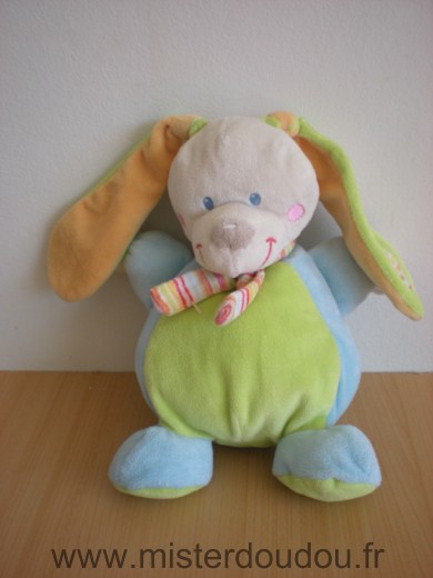 Doudou Lapin Mots d enfants Vert bleu jaune 