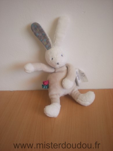 Doudou Lapin Moulin roty Beige blanc 