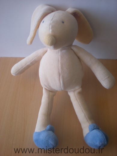 Doudou Lapin Moulin roty Beige bleu 