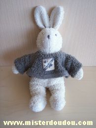 Doudou Lapin Moulin roty Beige pull marron Théophile