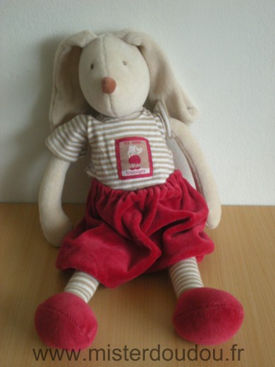 Doudou Lapin Moulin roty Beige rouge linvosges 