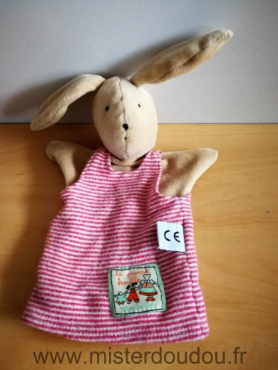 Doudou Lapin Moulin roty Beige rouge sylvain Doudou propre mes des auréoles  jaune sur le coté du tshirt