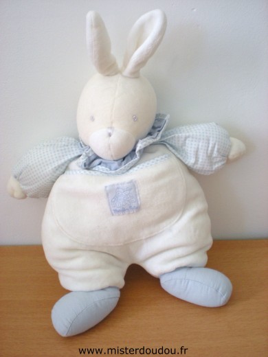 Doudou Lapin Moulin roty Bleu blanc 