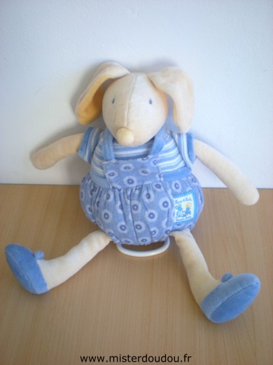 Doudou Lapin Moulin roty Bleu collection lise et lulu 
