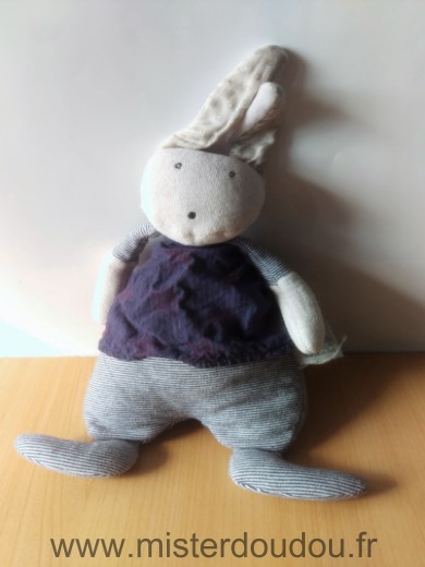 Doudou Lapin Moulin roty Bleu gris etoiles aime et celeste 