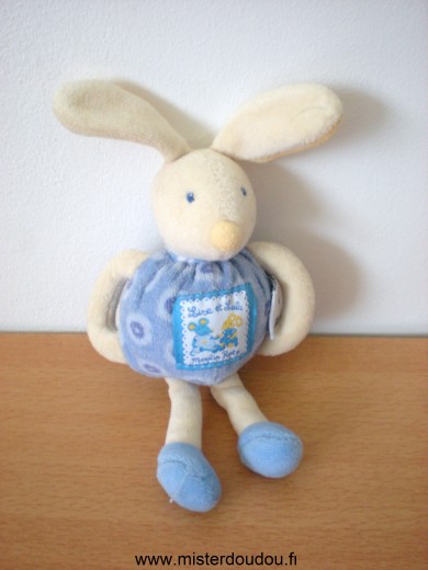 Doudou Lapin Moulin roty Bleu jaune lise et lulu 