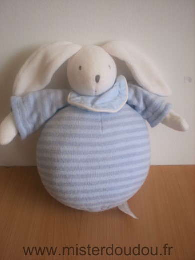 Doudou Lapin Moulin roty Bleu raye mauve 