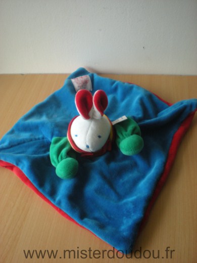 Doudou Lapin Moulin roty Bleu rouge vert 