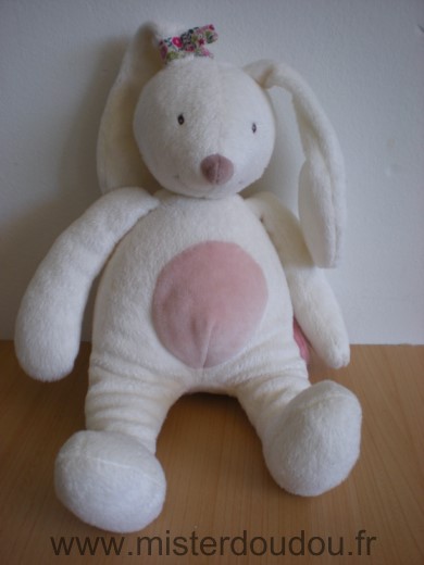 Doudou Lapin Moulin roty Capucine blanc rose 