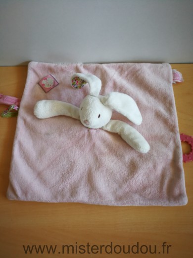 Doudou Lapin Moulin roty Capucine rose blanc En tres bon etats general sauf des petites taches non parties au lavage sur le velours rose