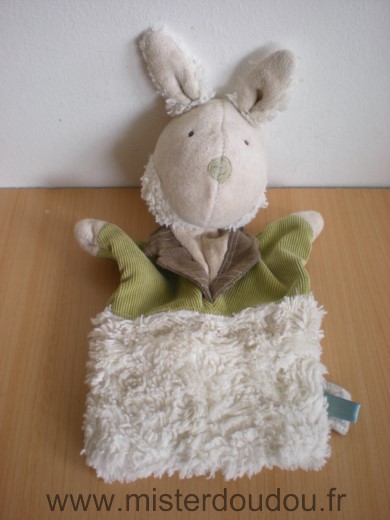 Doudou Lapin Moulin roty Lapin d alice blanc beige vert 