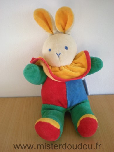 Doudou Lapin Moulin roty Rouge vert bleu jaune 