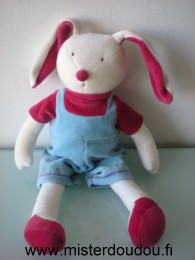 Doudou Lapin Moulin roty Linvosges salopette bleu pull rouge - mrsa les trois ours 